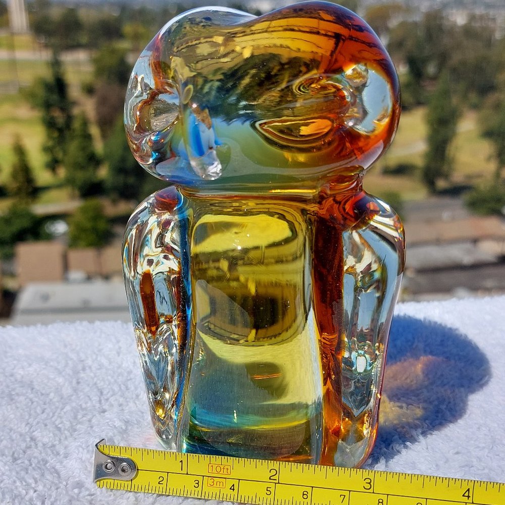 Glass Owl Paperweight Vintage 60's - Glass Nouveau